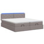 vidaXL Ottoman posteľ s matracom a LED Sivohnedá 160 x 200 cm Látka – Obrázok 7