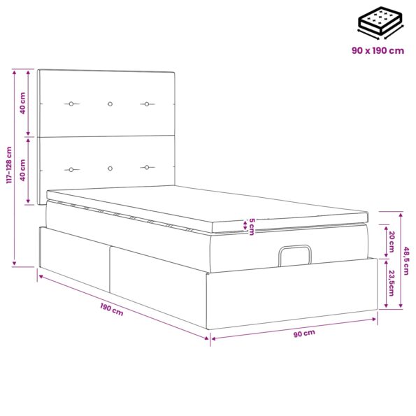 vidaXL Polohovací postel s matrací Tmavohnedá 90 x 190 cm Látka – Obrázok 11