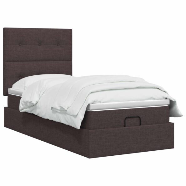 vidaXL Polohovací postel s matrací Tmavohnedá 90 x 190 cm Látka – Obrázok 2