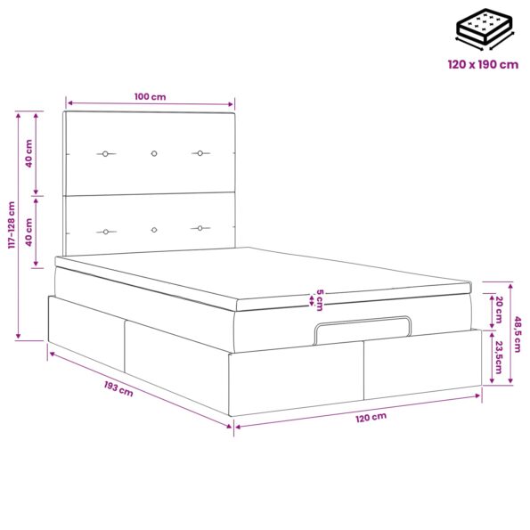 vidaXL Polohovací postel s matrací Sivohnedá 120 x 190 cm Látka – Obrázok 11
