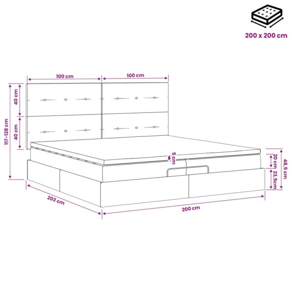 vidaXL Polohovací postel s matrací Sivohnedá 200 x 200 cm Látka – Obrázok 11