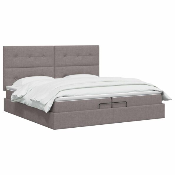 vidaXL Polohovací postel s matrací Sivohnedá 200 x 200 cm Látka – Obrázok 2