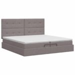 vidaXL Polohovací postel s matrací Sivohnedá 200 x 200 cm Látka – Obrázok 4