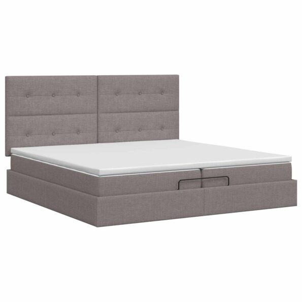 vidaXL Polohovací postel s matrací Sivohnedá 200 x 200 cm Látka – Obrázok 4