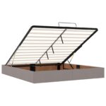vidaXL Polohovací postel s matrací Sivohnedá 200 x 200 cm Látka – Obrázok 5