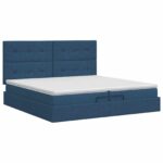 vidaXL Polohovací postel s matrací Modrá 200 x 200 cm Látka – Obrázok 7