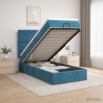 vidaXL Polohovací postel s matrací Tmavomodrá 90 x 200 cm Zamat – Obrázok 12