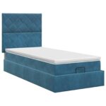 vidaXL Polohovací postel s matrací Tmavomodrá 90 x 200 cm Zamat – Obrázok 7