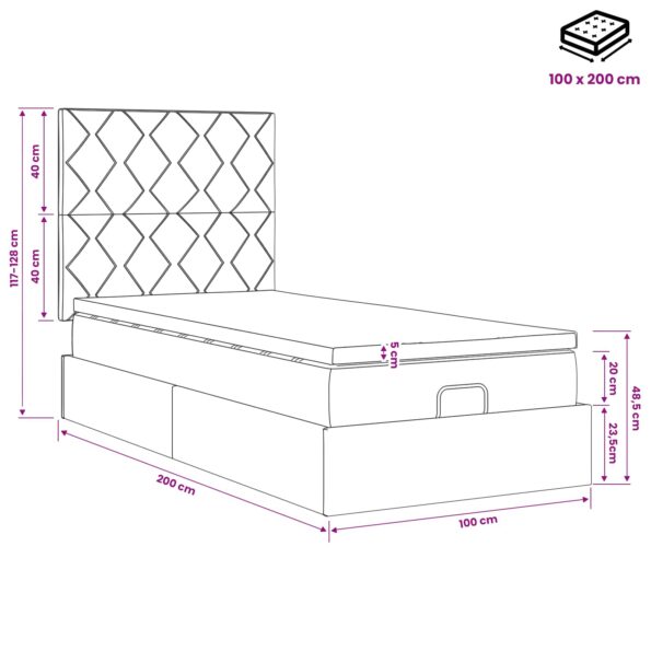 vidaXL Polohovací postel s matrací Čierna 100 x 200 cm Zamat – Obrázok 11