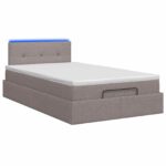 vidaXL Ottoman posteľ s matracom a LED Sivohnedá 120 x 190 cm Látka – Obrázok 7