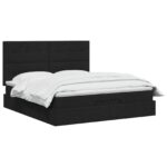 vidaXL Ottoman posteľ s matracom a LED Čierna 140 x 190 cm Látka – Obrázok 2