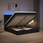 vidaXL Ottoman posteľ s matracom a LED Čierna 140 x 200 cm Látka – Obrázok 12