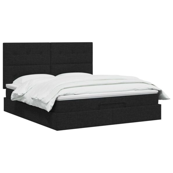 vidaXL Ottoman posteľ s matracom a LED Čierna 140 x 200 cm Látka – Obrázok 2