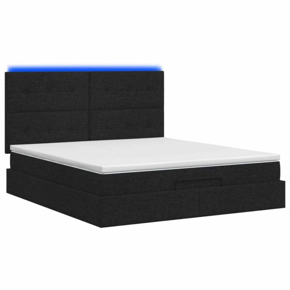 vidaXL Ottoman posteľ s matracom a LED Čierna 140 x 200 cm Látka – Obrázok 7