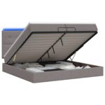vidaXL Ottoman posteľ s matracom a LED Sivohnedá 200 x 200 cm Látka