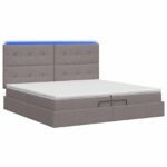 vidaXL Ottoman posteľ s matracom a LED Sivohnedá 200 x 200 cm Látka – Obrázok 7