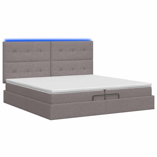 vidaXL Ottoman posteľ s matracom a LED Sivohnedá 200 x 200 cm Látka – Obrázok 7
