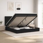vidaXL Ottoman posteľ s matracom a LED Čierna 200 x 200 cm Látka – Obrázok 12