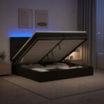 vidaXL Ottoman posteľ s matracom a LED Čierna 200 x 200 cm Látka – Obrázok 13