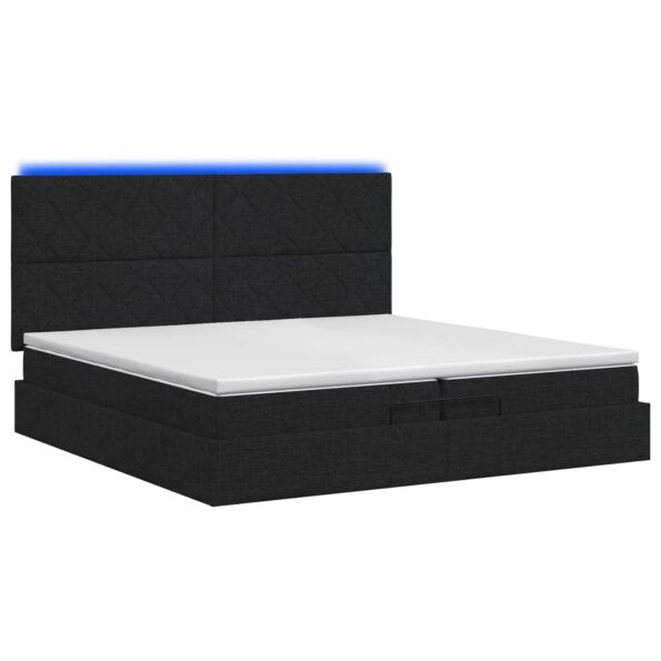 vidaXL Ottoman posteľ s matracom a LED Čierna 200 x 200 cm Látka – Obrázok 7