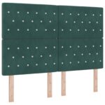 vidaXL Ottoman posteľ s matracom a LED Tmavozelená 140 x 190 cm Zamat – Obrázok 3