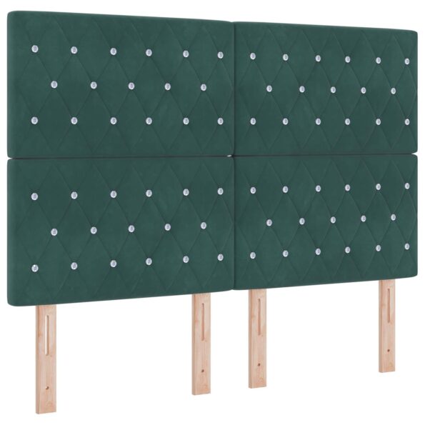 vidaXL Ottoman posteľ s matracom a LED Tmavozelená 140 x 190 cm Zamat – Obrázok 3