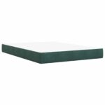 vidaXL Ottoman posteľ s matracom a LED Tmavozelená 140 x 190 cm Zamat – Obrázok 5