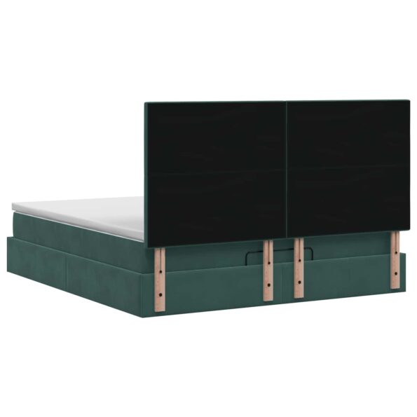 vidaXL Ottoman posteľ s matracom a LED Tmavozelená 140 x 190 cm Zamat – Obrázok 8