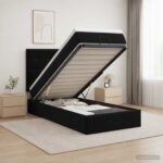 vidaXL Ottoman posteľ s matracom a LED Čierna 80 x 200 cm Zamat