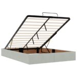 vidaXL Ottoman posteľ s matracom a LED Svetlosivá 160 x 200 cm Zamat – Obrázok 4