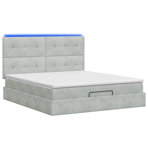 vidaXL Ottoman posteľ s matracom a LED Svetlosivá 160 x 200 cm Zamat – Obrázok 7