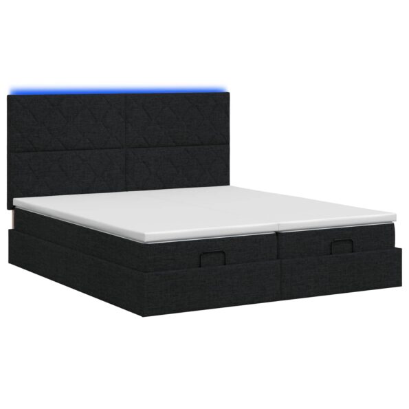 vidaXL Ottoman posteľ s matracom a LED Čierna 200 x 200 cm Látka – Obrázok 7
