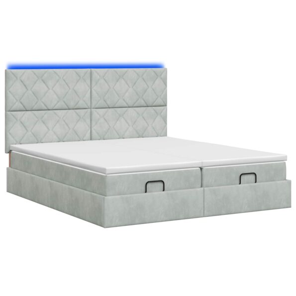 vidaXL Ottoman posteľ s matracom a LED Svetlosivá 180 x 200 cm Zamat – Obrázok 7