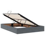 vidaXL Úložná posteľ s čelnou doskou Tmavosivá 140 x 200 cm Zamat – Obrázok 4
