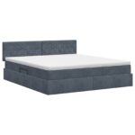 vidaXL Úložná posteľ s čelnou doskou Tmavosivá 140 x 200 cm Zamat – Obrázok 7