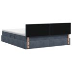 vidaXL Úložná posteľ s čelnou doskou Tmavosivá 140 x 200 cm Zamat – Obrázok 8