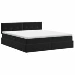 vidaXL Úložná posteľ s čelnou doskou Čierna 160 x 200 cm Zamat – Obrázok 7