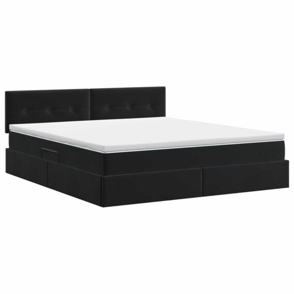 vidaXL Úložná posteľ s čelnou doskou Čierna 160 x 200 cm Zamat – Obrázok 7
