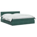 vidaXL Úložná posteľ s čelnou doskou Tmavozelená 160 x 200 cm Zamat – Obrázok 2