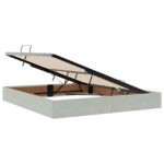 vidaXL Úložná posteľ s čelnou doskou Svetlosivá 180 x 200 cm Zamat – Obrázok 4