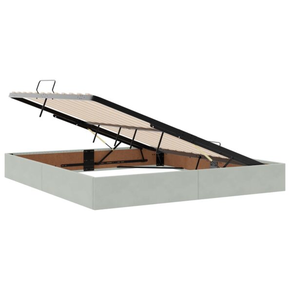 vidaXL Úložná posteľ s čelnou doskou Svetlosivá 180 x 200 cm Zamat – Obrázok 4