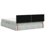 vidaXL Úložná posteľ s čelnou doskou Svetlosivá 180 x 200 cm Zamat – Obrázok 8