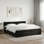 vidaXL Úložná posteľ s čelnou doskou Čierna 200 x 200 cm Zamat – Obrázok 12