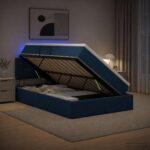 vidaXL LED úložná posteľ s matracom Modrá 120 x 200 cm Látka – Obrázok 4