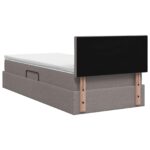 vidaXL LED úložná posteľ s matracom Sivohnedá 90 x 200 cm Látka – Obrázok 8