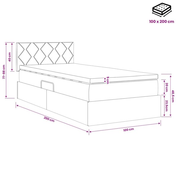 vidaXL LED úložná posteľ s matracom Sivohnedá 100 x 200 cm Látka – Obrázok 12