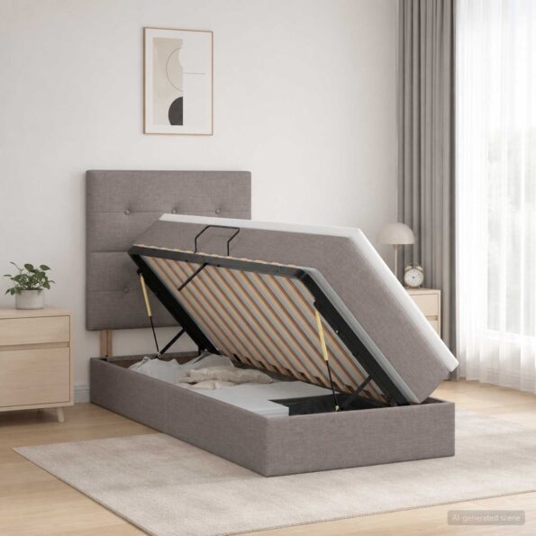vidaXL Postel s úložným prostorem a matrací Sivohnedá 100 x 200 cm – Obrázok 12