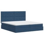 vidaXL Postel s úložným prostorem a matrací Modrá 200 x 200 cm látka – Obrázok 7