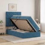vidaXL Postel s úložným prostorem a matrací Tmavomodrá 90 x 200 cm – Obrázok 12
