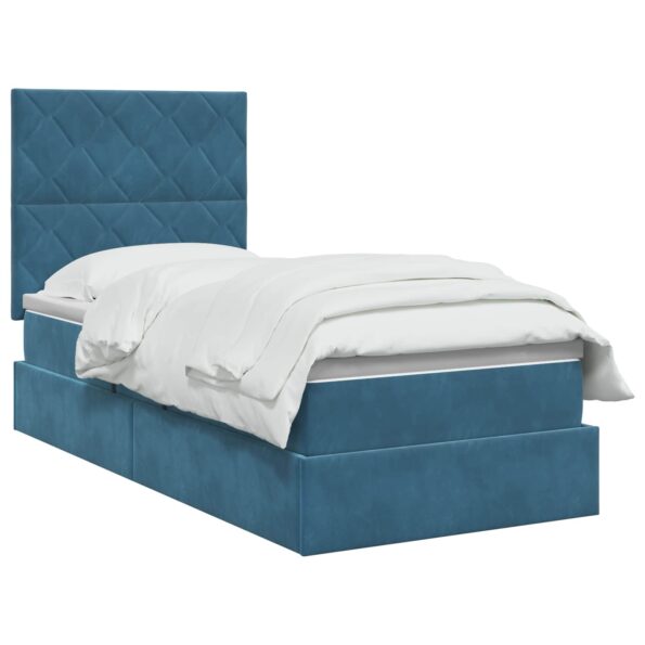 vidaXL Postel s úložným prostorem a matrací Tmavomodrá 90 x 200 cm – Obrázok 2
